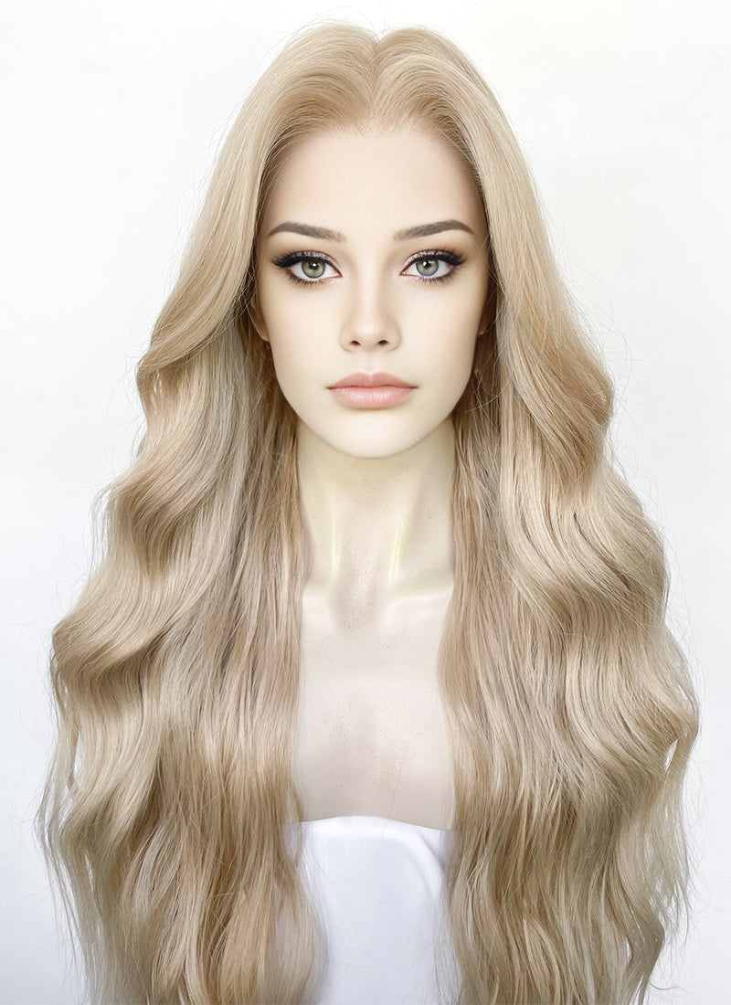 Ash Blonde Wavy 13" x 6" Lace Top Kanekalon Synthetic Hair Wig LFS042