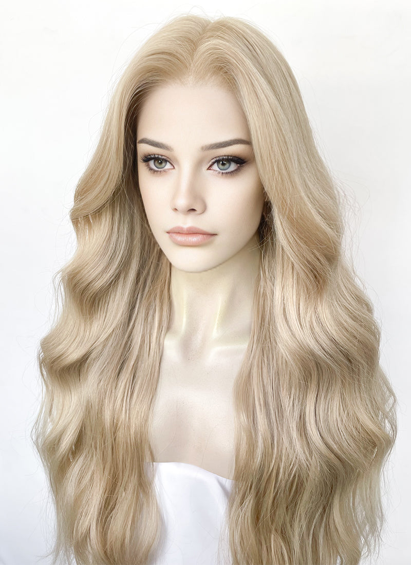 Ash Blonde Wavy 13" x 6" Lace Top Kanekalon Synthetic Hair Wig LFS042