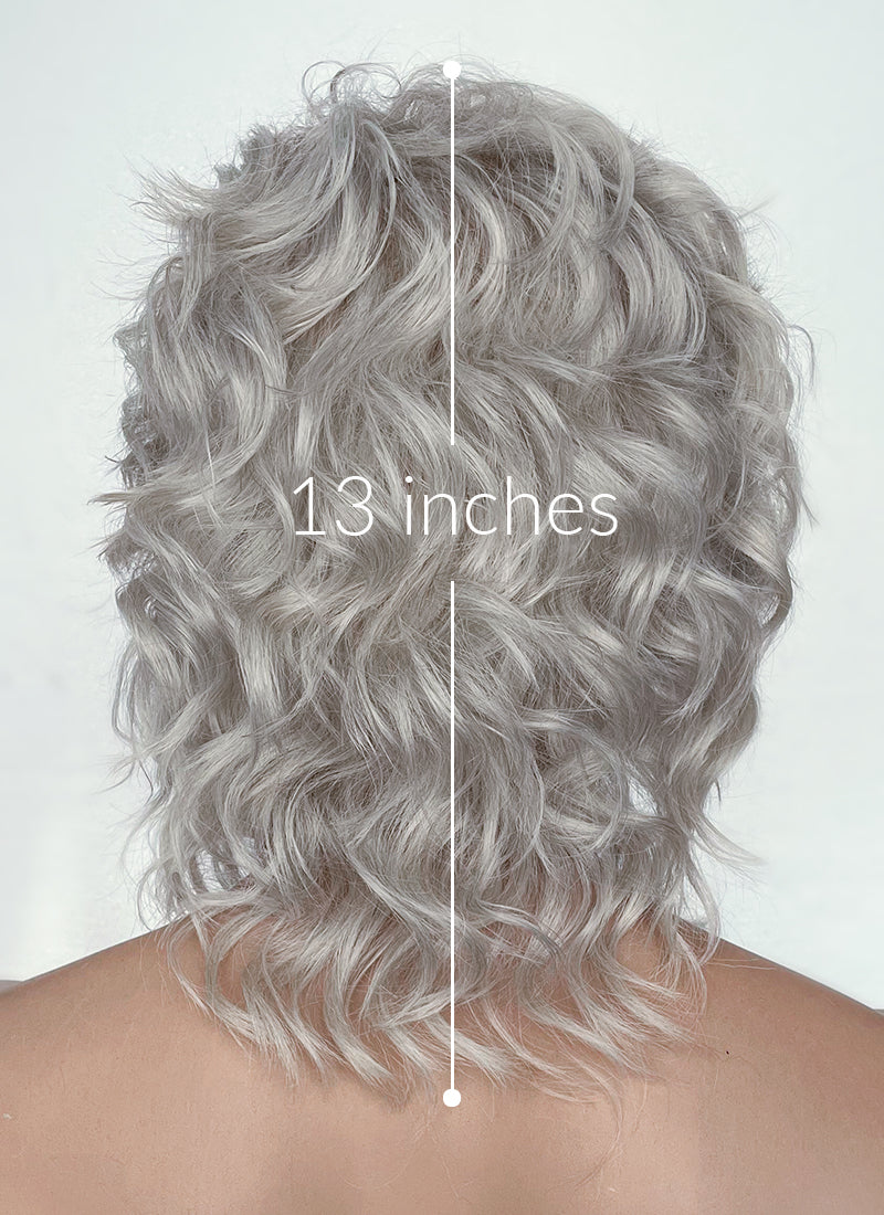 Light Grey Wavy Lace Front Synthetic Men s Wig LW4020