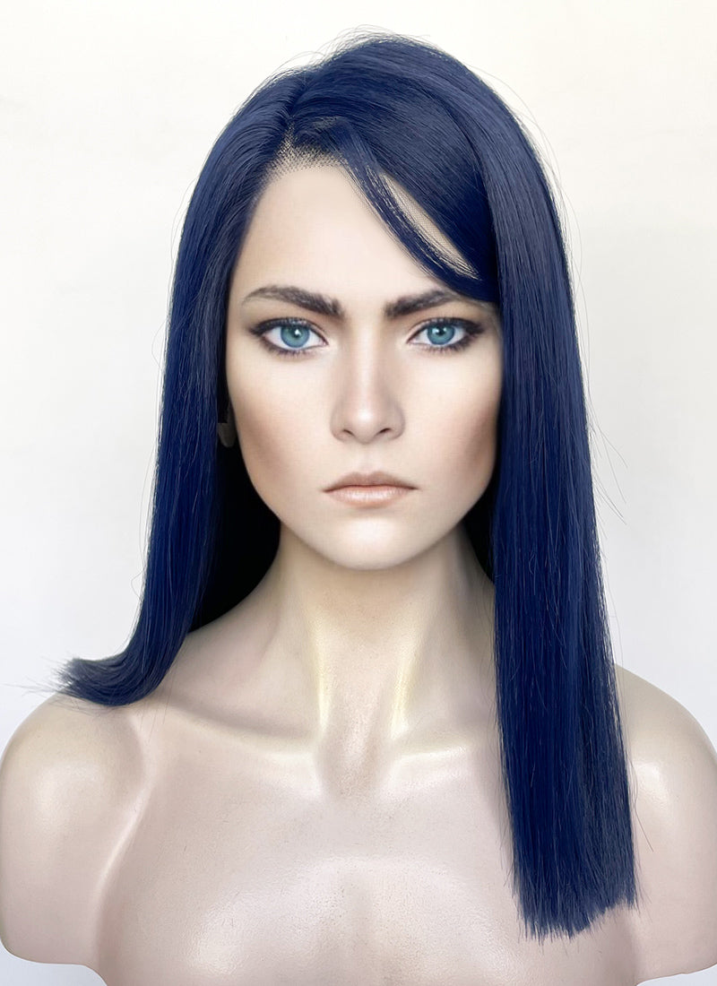 League of Legends LOL Arcane Caitlyn Kiramman Dark Blue Straight Lace Front Synthetic Wig LW4046