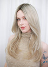 Blonde With Dark Roots Straight Mono Top Lace Wig MN001