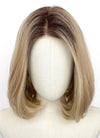 Mixed Blonde With Dark Roots Straight Mono Top Lace Wig MN002