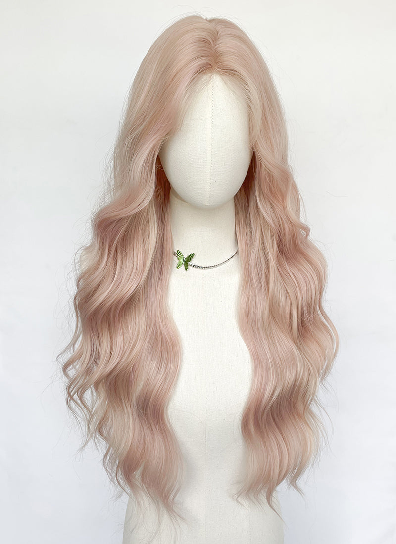 Pale Pink Wavy Synthetic Wig NL082