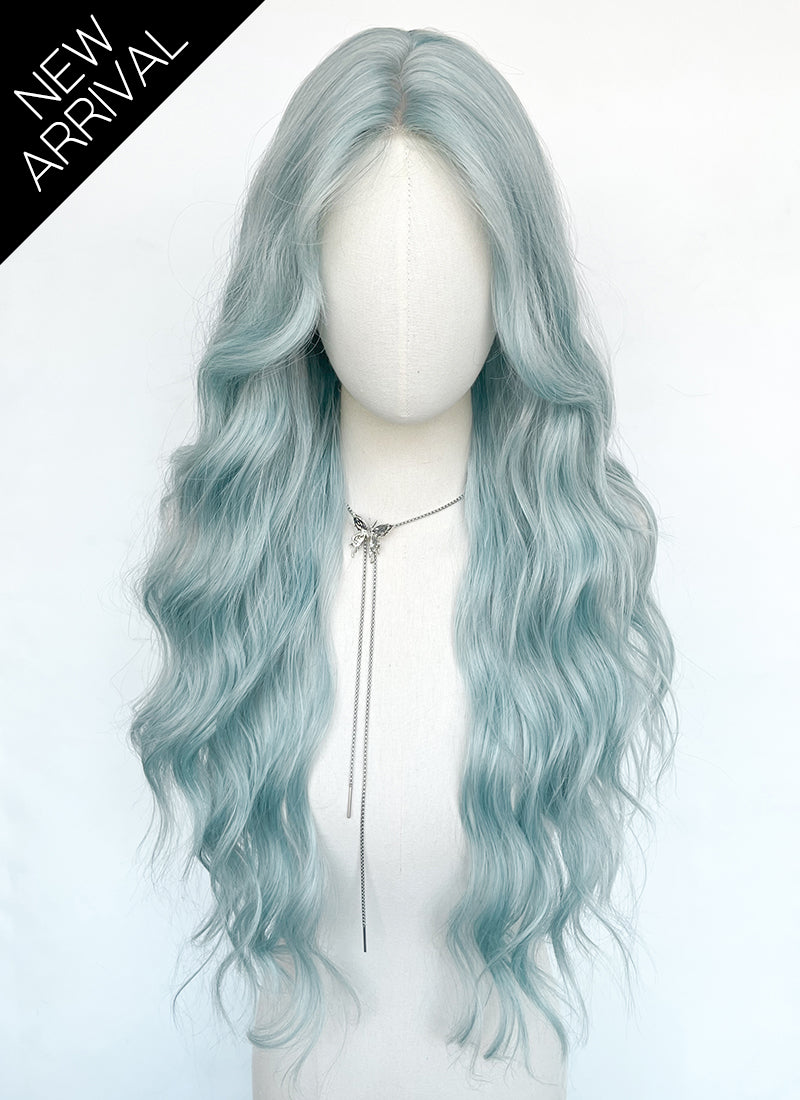 Pastel Blue Wavy Synthetic Wig NL084