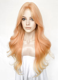 Peach Pink Ombre Wavy Synthetic Wig NL086