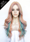 Pink Rainbow Color Wavy Synthetic Wig NL087