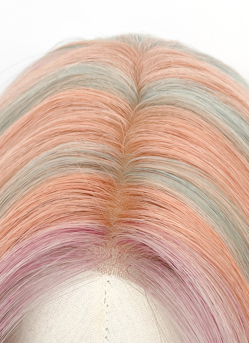 Pink Rainbow Color Wavy Synthetic Wig NL087