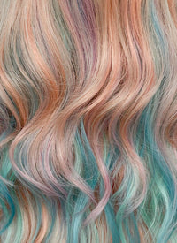 Pink Rainbow Color Wavy Synthetic Wig NL087