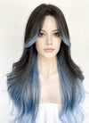 Brunette Mixed Light Blue Wavy Synthetic Hair Wig NL092