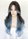 Brunette Mixed Light Blue Wavy Synthetic Hair Wig NL092