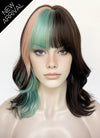 Green Pink Mixed Brunette Wavy Synthetic Hair Wig NS563