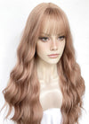 Pastel Peach Pink Wavy Synthetic Hair Wig NS567