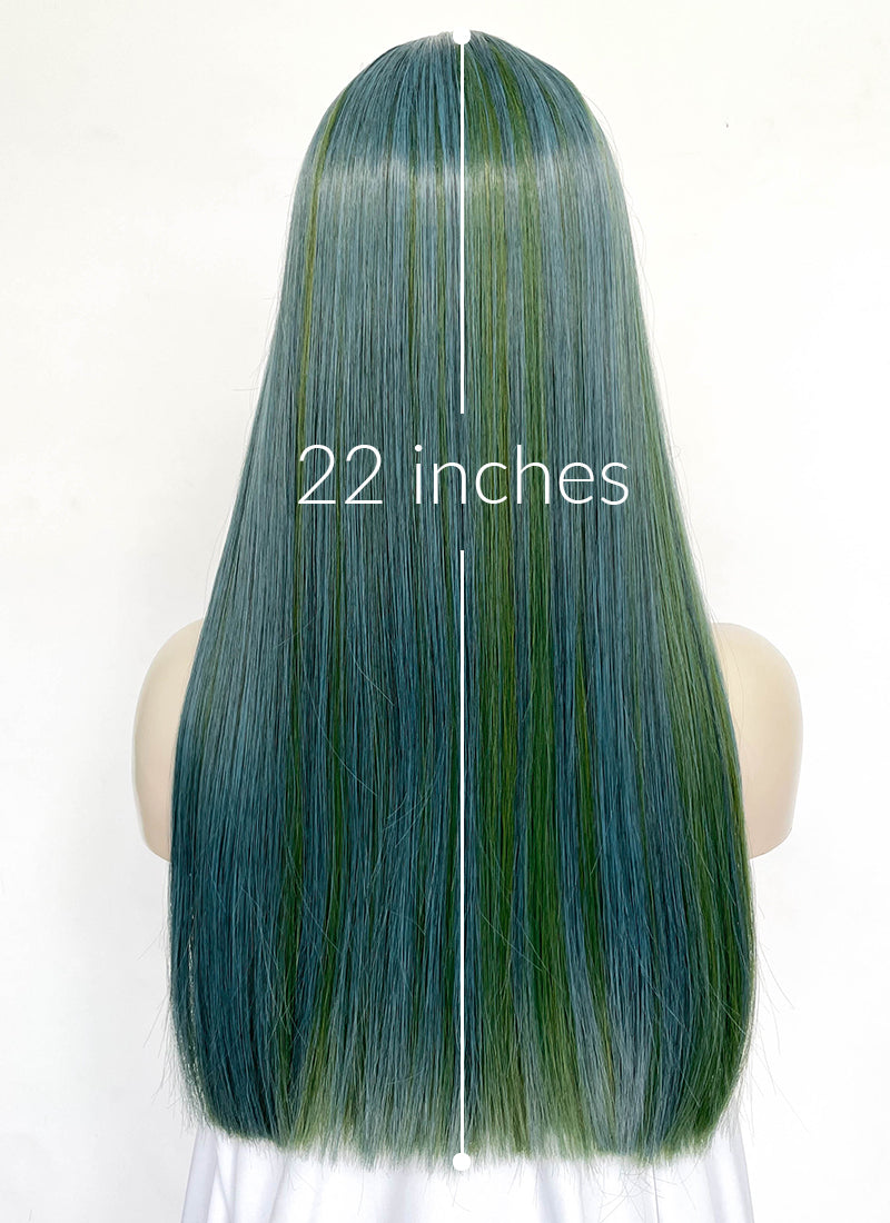 Blue Mixed Green Straight Synthetic Hair Wig NS593