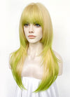 Blonde Green Ombre Straight Synthetic Hair Wig NS595