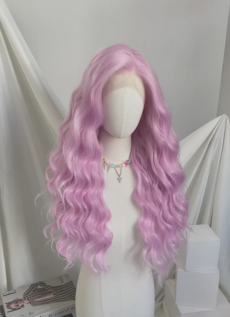 Pinkish Purple Wavy Lace Front Synthetic Wig LW4035