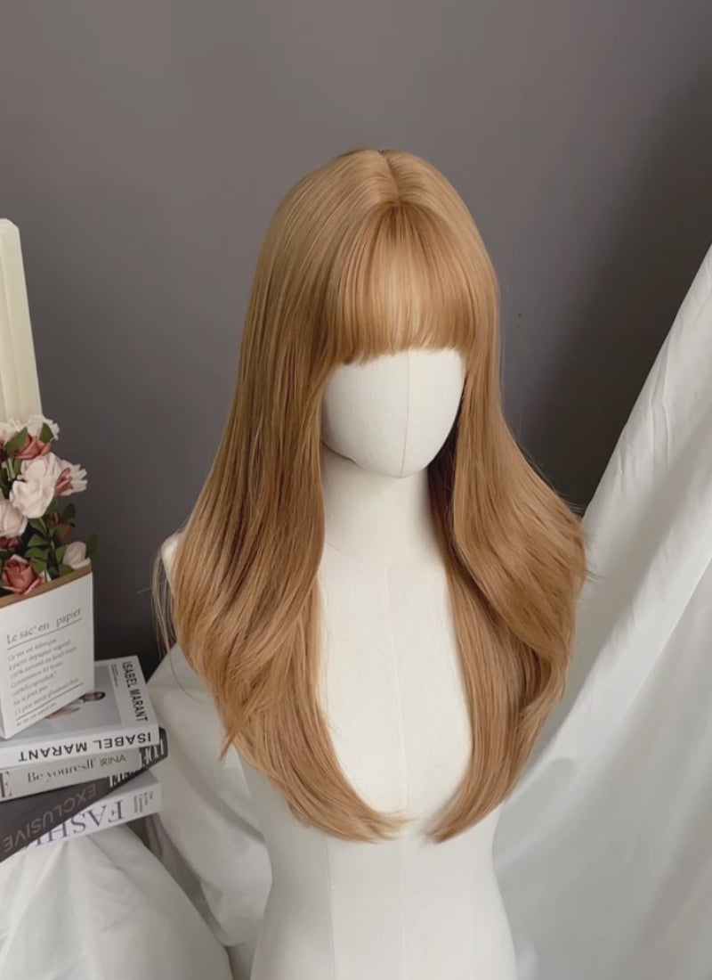 Golden Blonde Straight Synthetic Hair Wig NS530