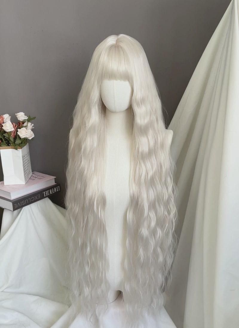 Platinum Blonde Wavy Synthetic Hair Wig NS579