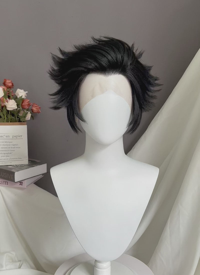 Hazbin Hotel Husk Black Straight Lace Front Synthetic Men's Wig LF6068