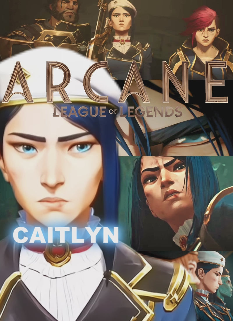 League of Legends LOL Arcane Caitlyn Kiramman Dark Blue Straight Lace Front Synthetic Wig LW4046