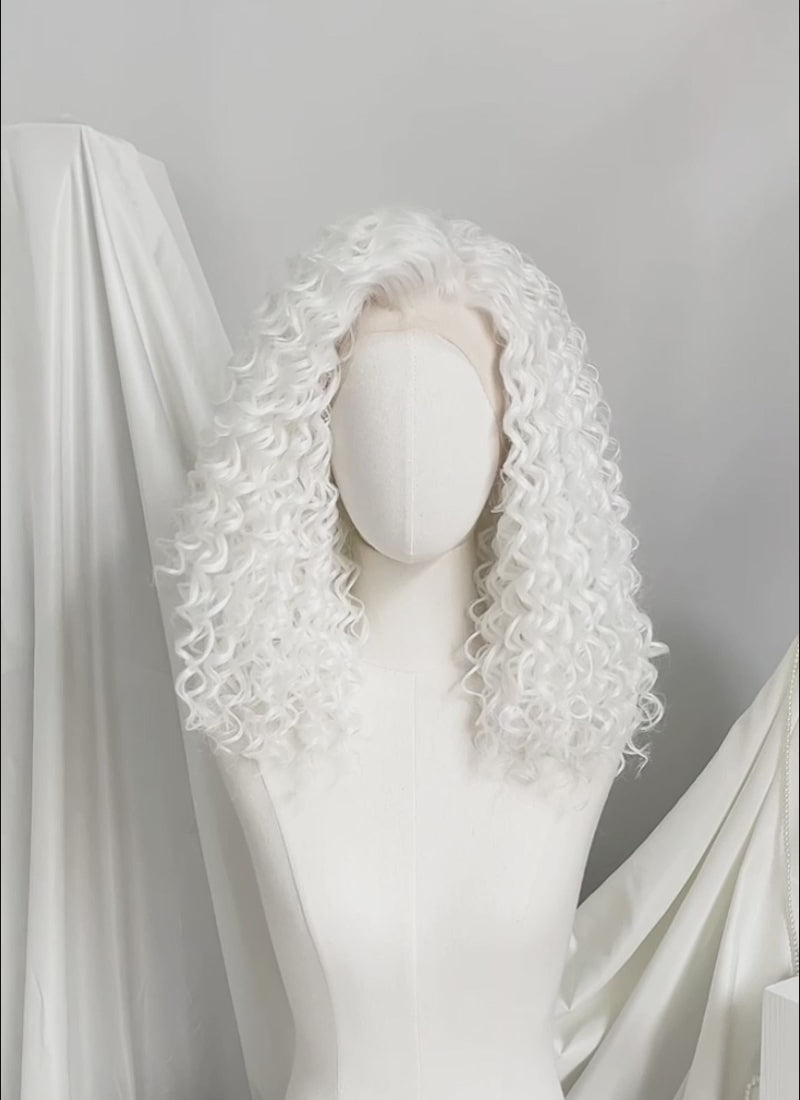 White Curly Lace Front Synthetic Wig LFK5555