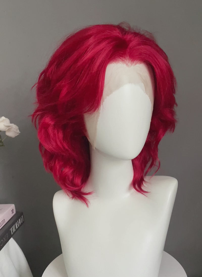 Red Wavy Lace Front Synthetic Men's Wig LF8021