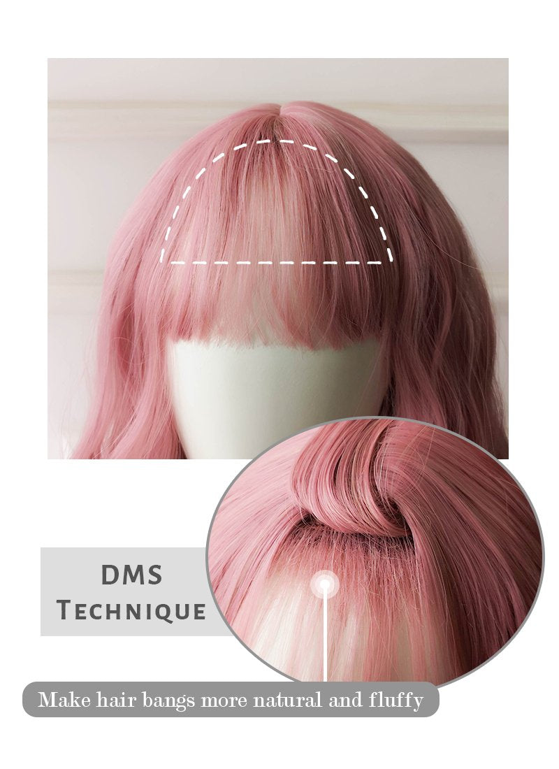 Pink Wavy Synthetic Wig NS063 wigisfashion ca