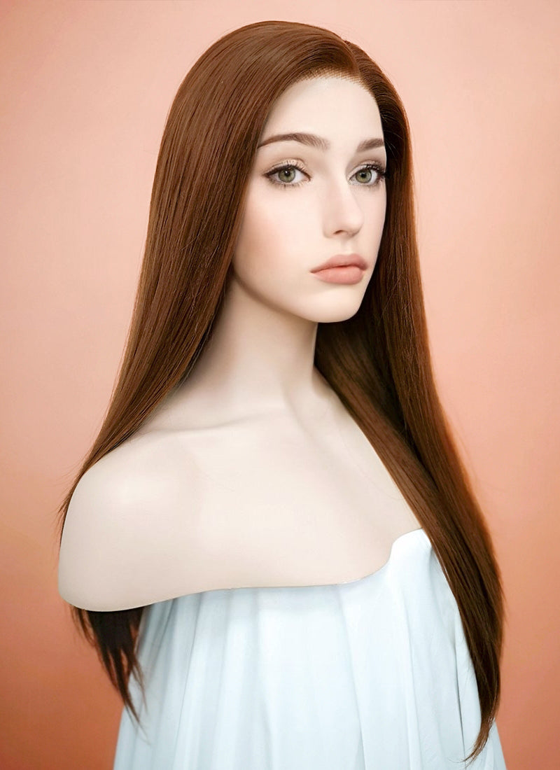 Chestnut Brown Straight Lace Front Synthetic Wig LF005