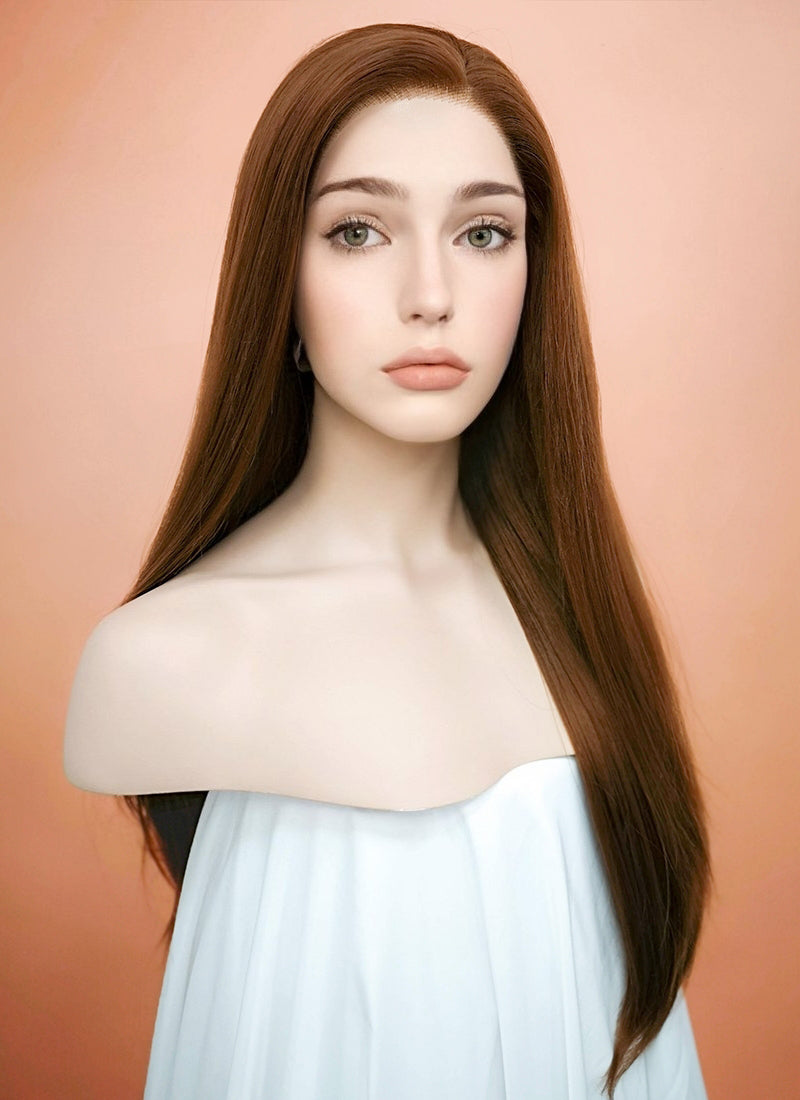 Chestnut Brown Straight Lace Front Synthetic Wig LF005