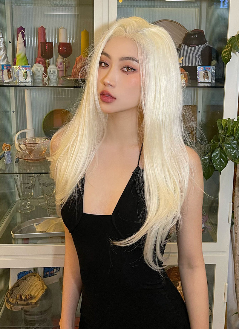 Straight Light Blonde Lace Front Synthetic Wig LF010 wigisfashion ca