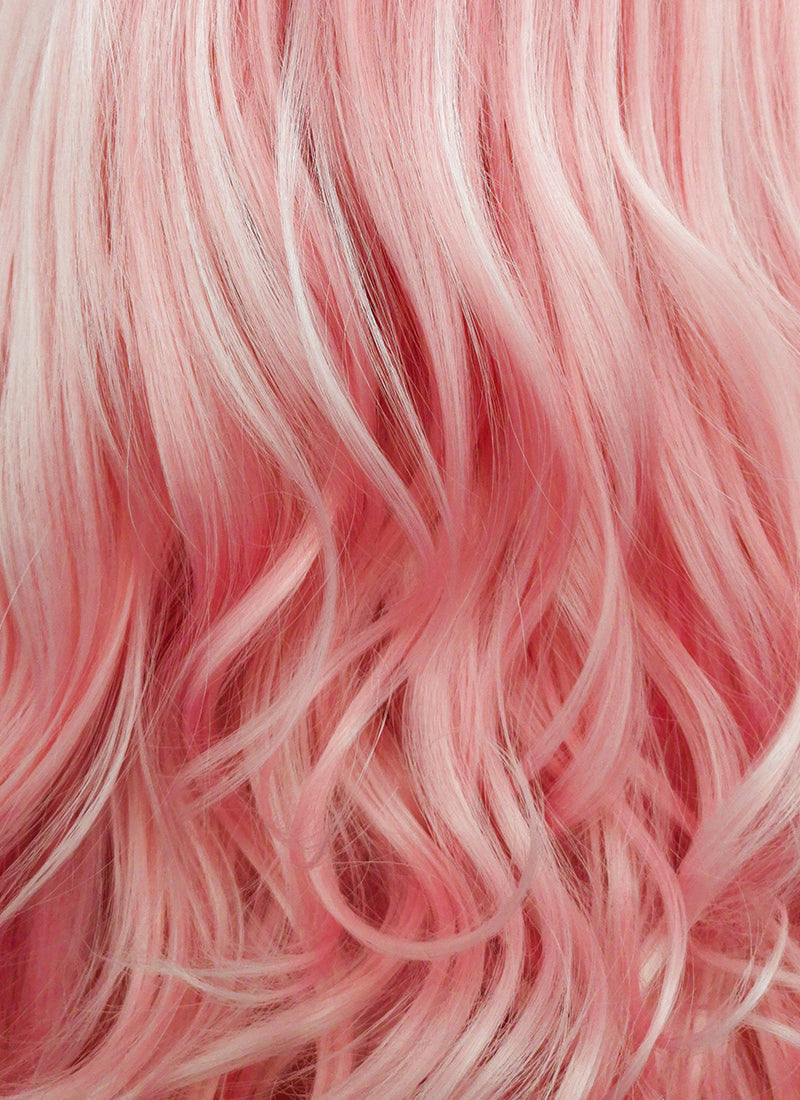 Pastel Pink Wavy Lace Front Synthetic Wig LF084