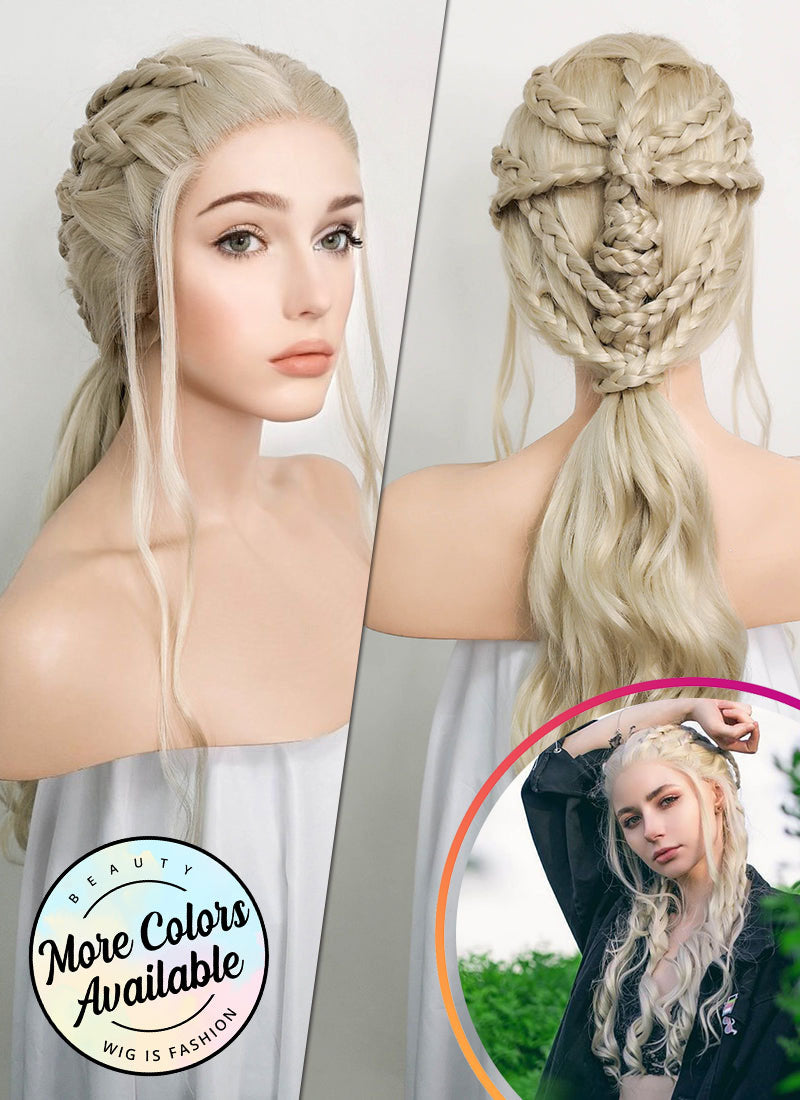 Daenerys Targaryen Light Ash Blonde Braided Lace Front Synthetic