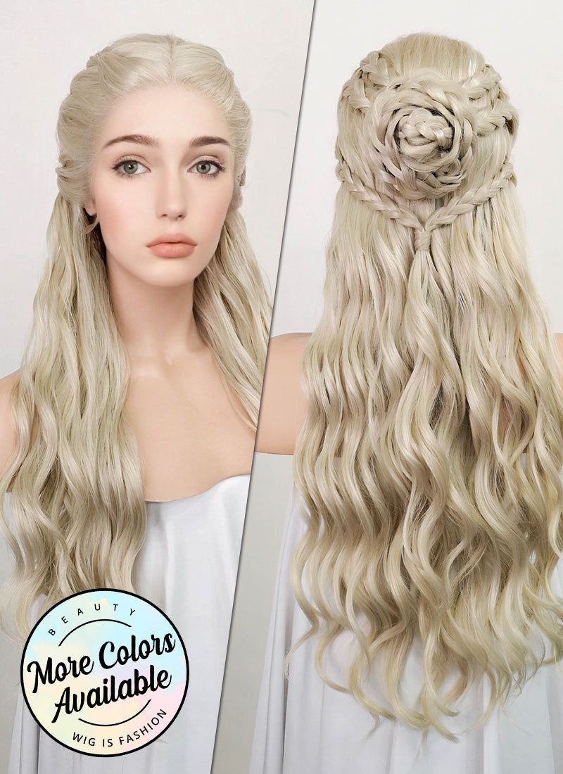 Ash Blonde Braided Lace Front Synthetic Wig WigIsFashion