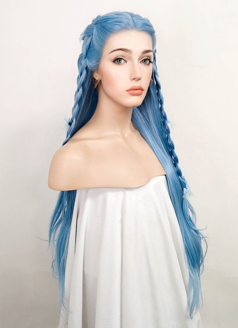 Pastel Blue Braided Lace Front Synthetic Wig LF2093