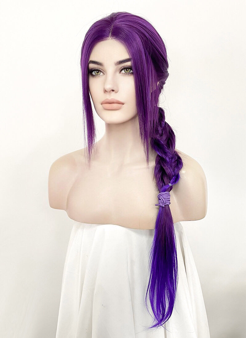 Two Tone Purple Braided Lace Front Wig WigIsFashion