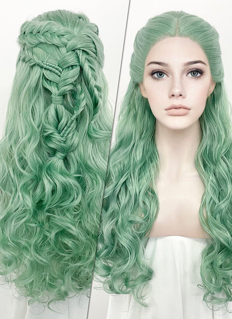 Pastel Green Braided Lace Front Wig