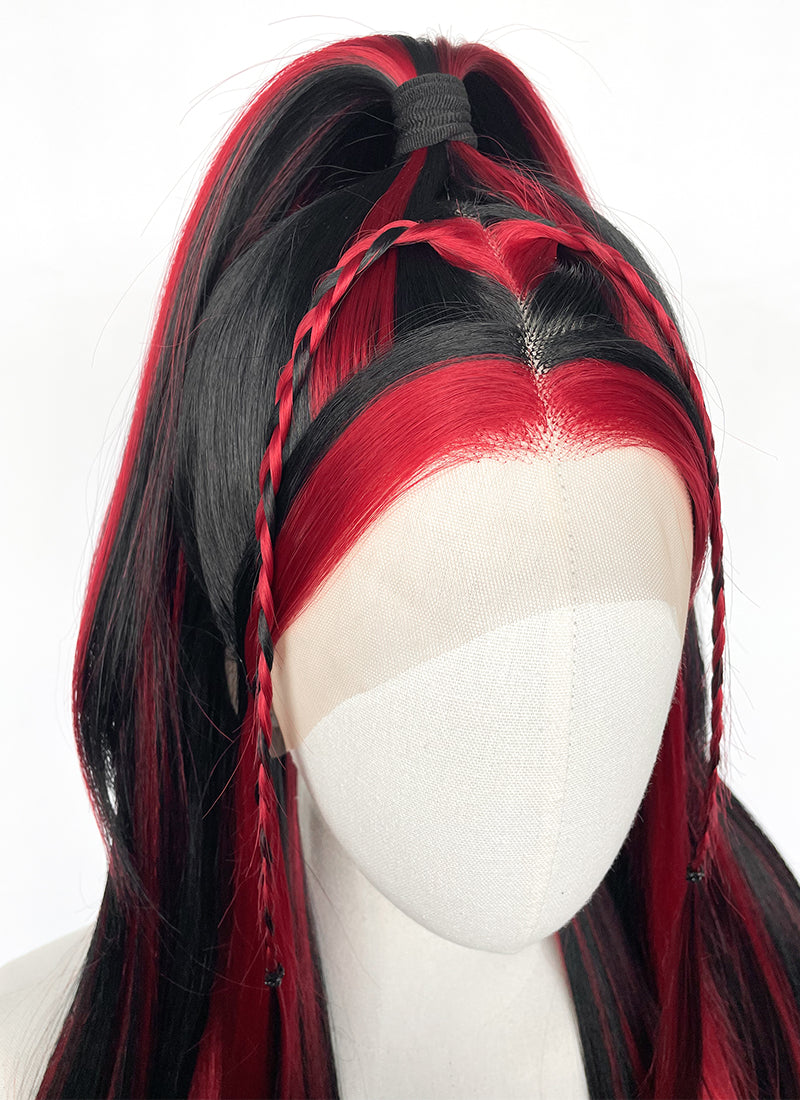 Black Mixed Red Braided Lace Front Wig WigIsFashion