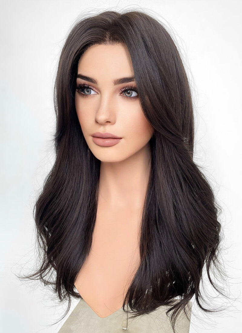 Brunette Curtain Bangs Lace Front Wig WigIsFashion wigisfashion ca