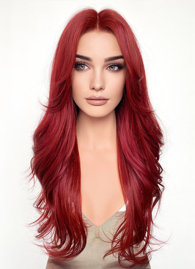 Red Curtain Bangs Lace Front Wig WigIsFashion wigisfashion ca