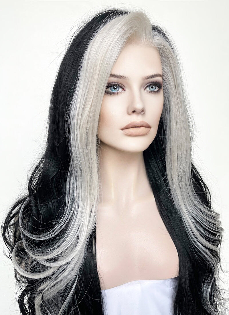 Black and Grey Money Piece Lace Front Wig WigIsFashion