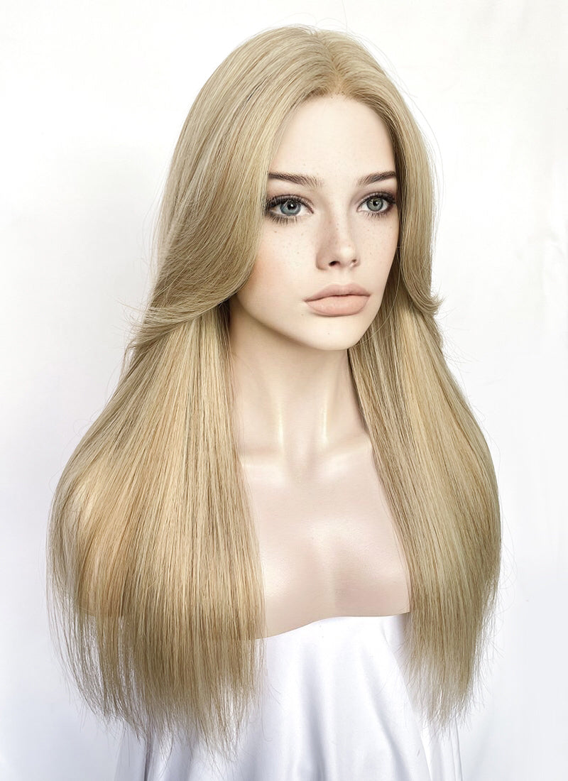 Blonde Curtain Bangs Straight Lace Front Synthetic Wig WigIsFashion