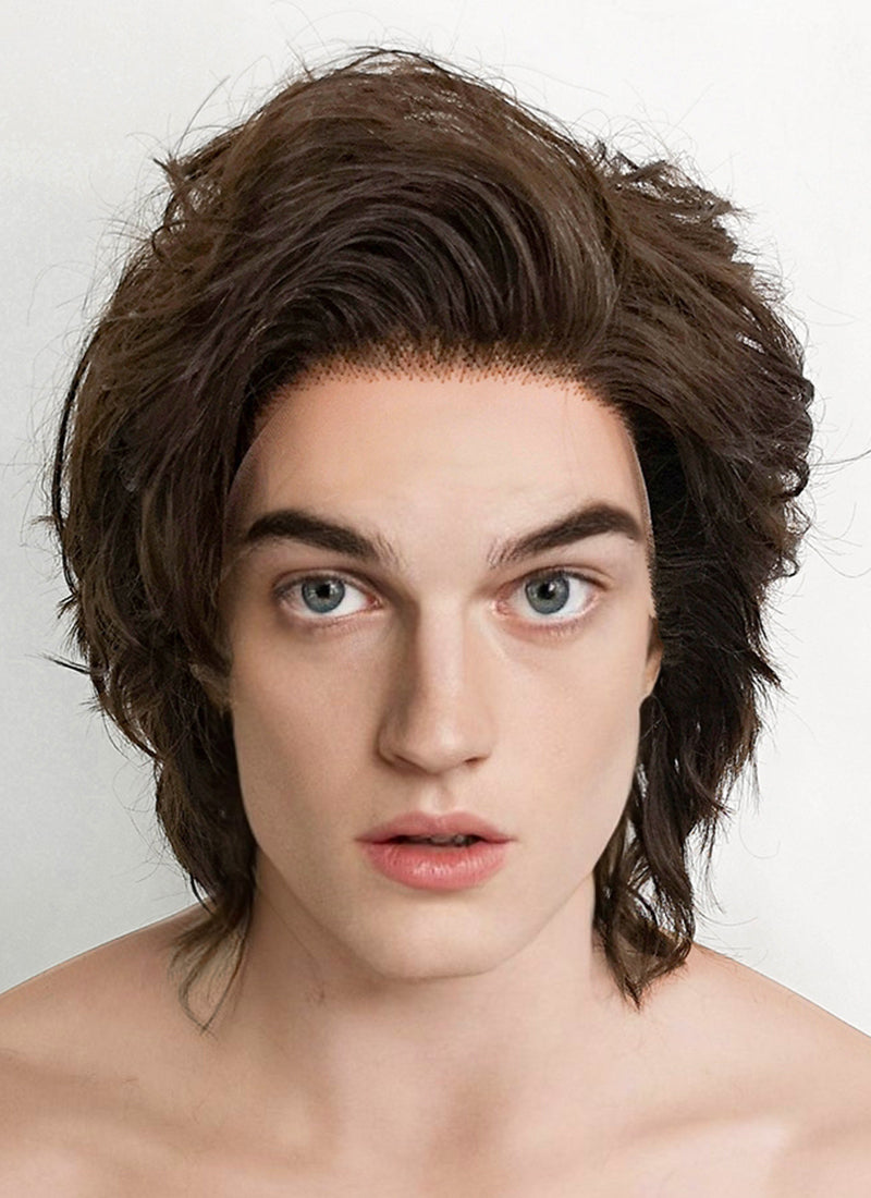 Stranger Things Steve Harrington Brunette Wavy Lace Front Synthetic Men s Wig LF407A