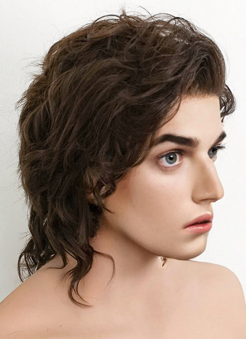 Stranger Things Steve Harrington Brunette Wavy Lace Front Synthetic Men s Wig LF407A