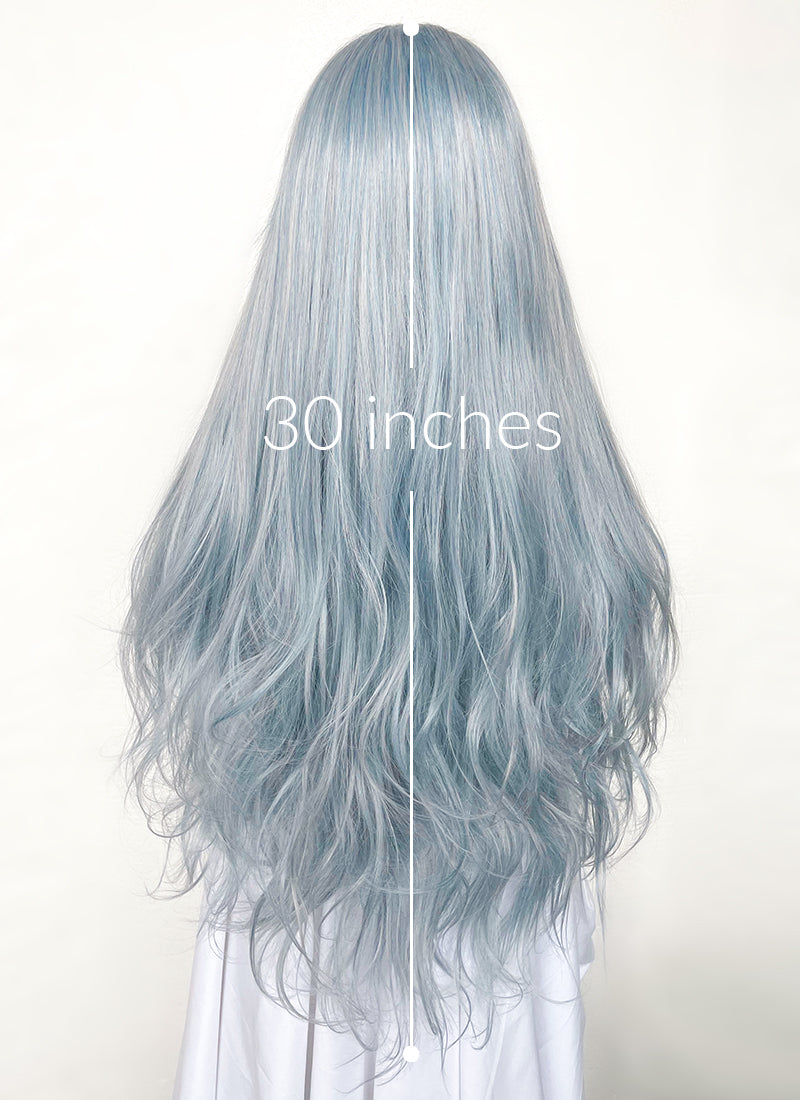 Ash Blue Straight Lace Front Synthetic Wig LF5006