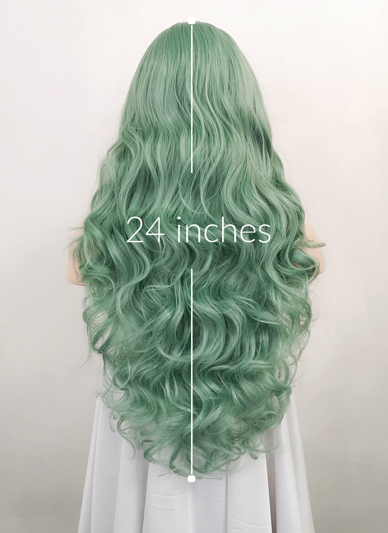 Green Wavy Lace Front Synthetic Wig WigIsFashion wigisfashion ca