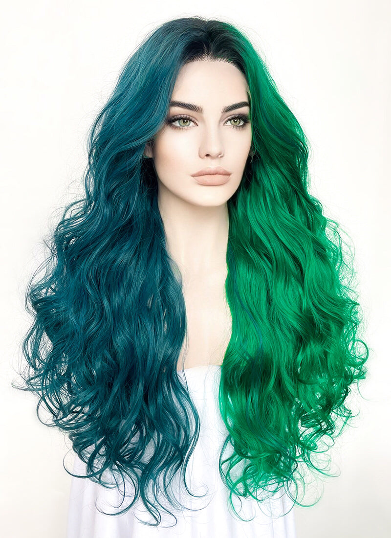 Blue and green deals wig