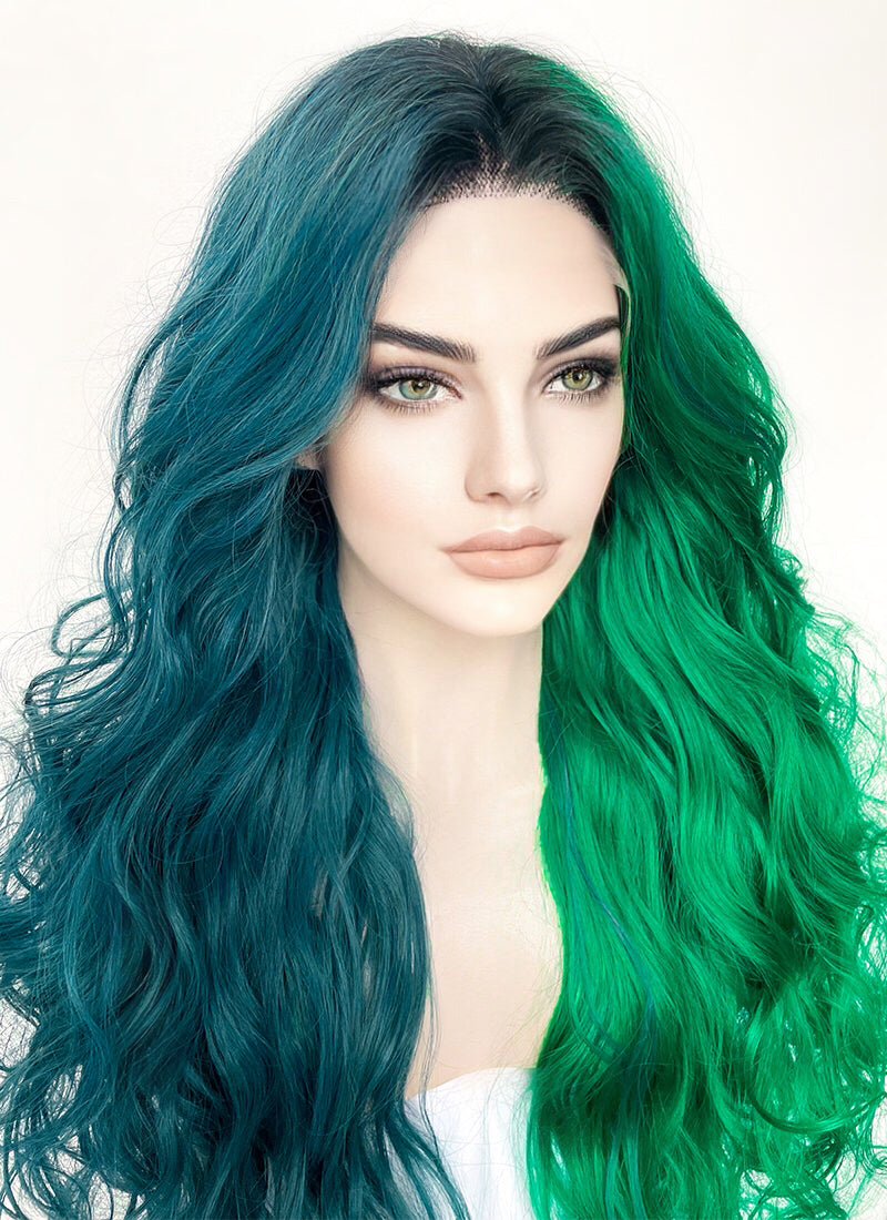 Lace front 2024 wig green