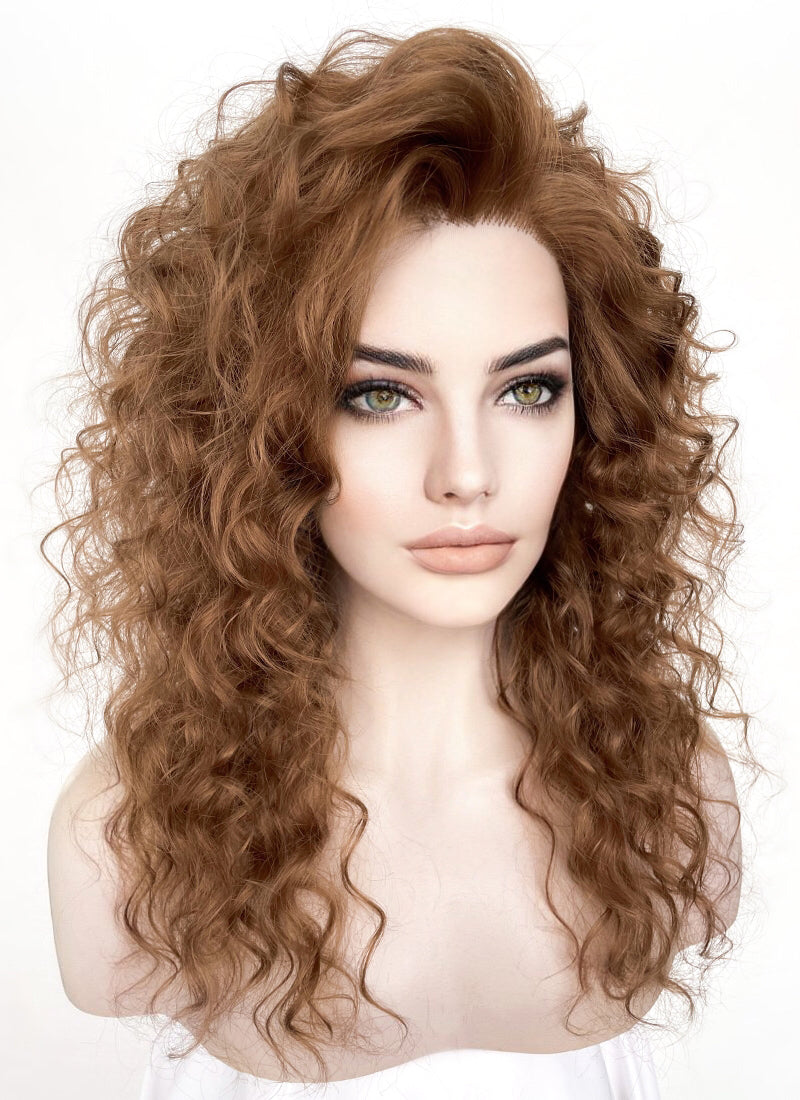 Brown curly wig hotsell