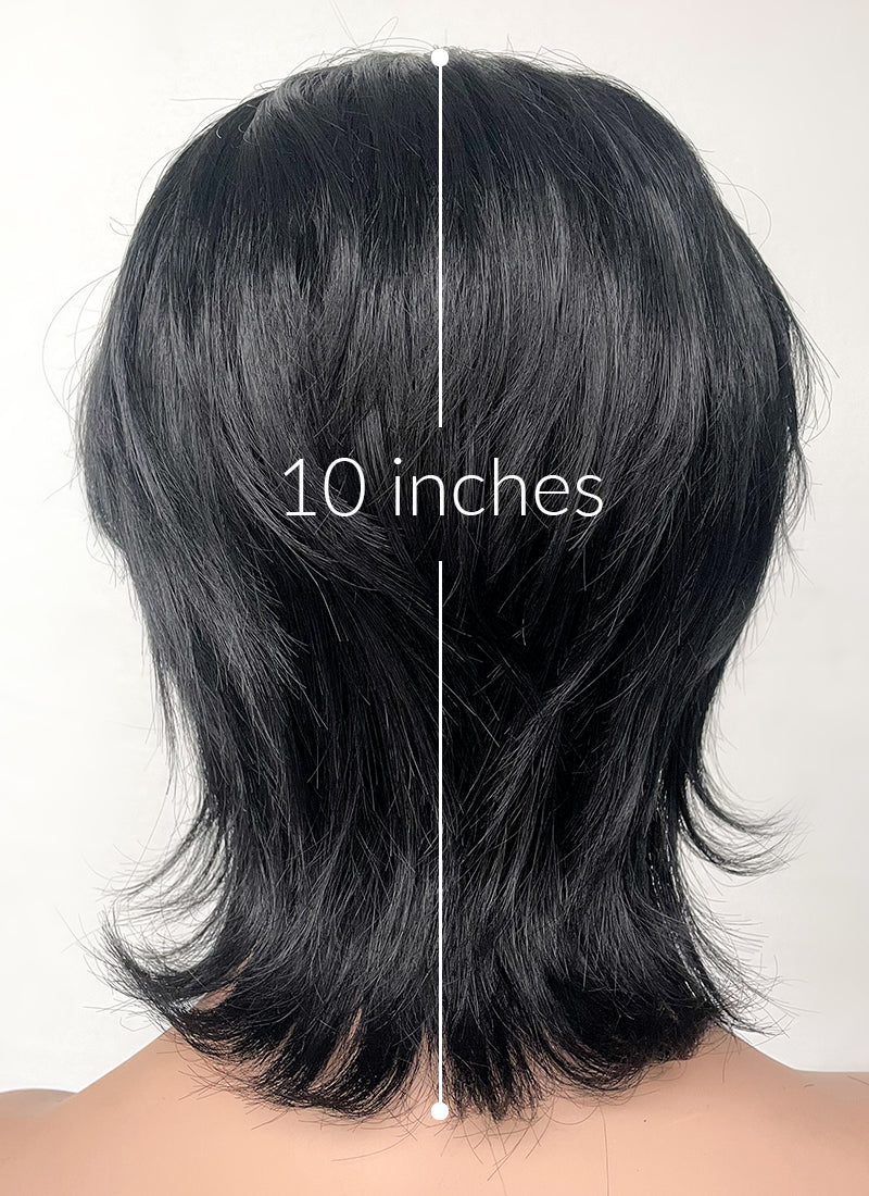 Jet Black Wolf Cut Lace Front Synthetic Men s Wig LF6016