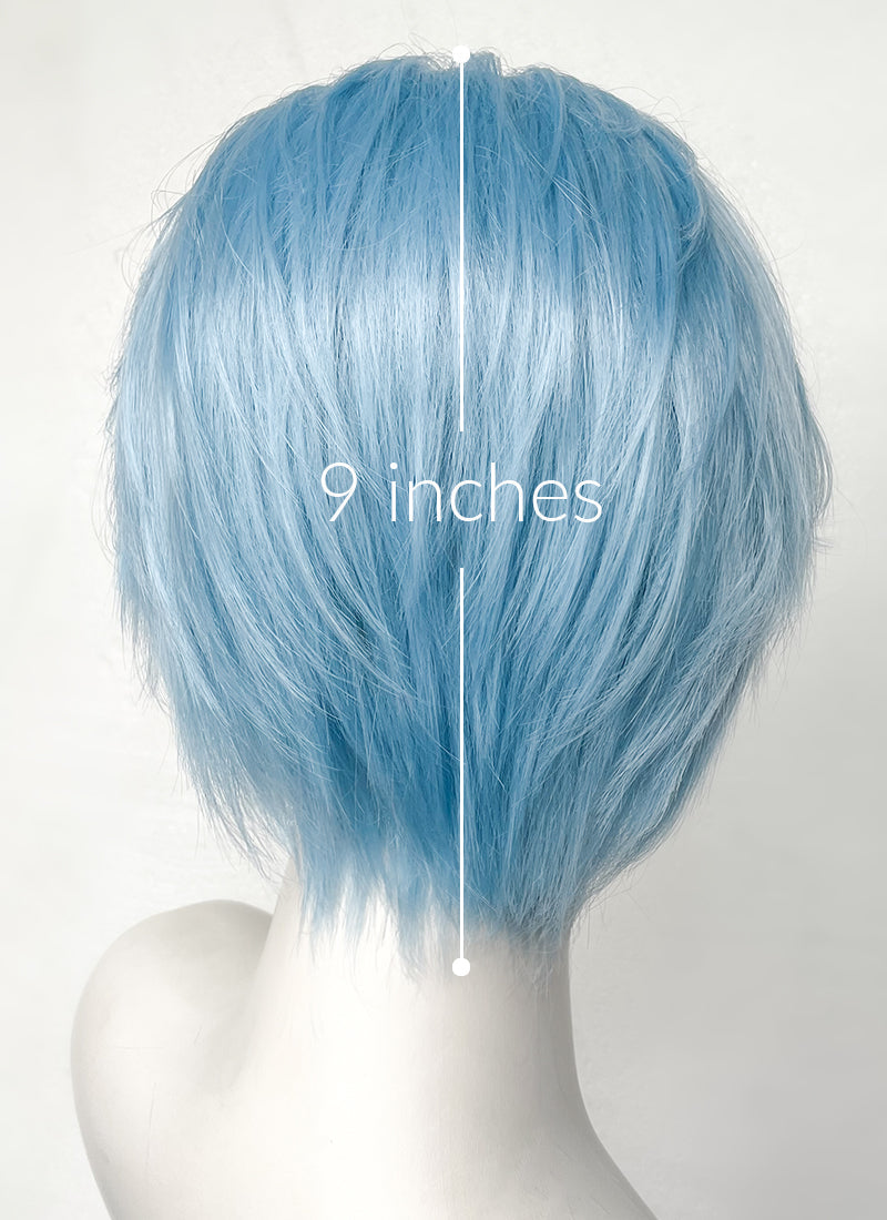 Pastel Blue Straight Lace Front Synthetic Men s Wig LF6021