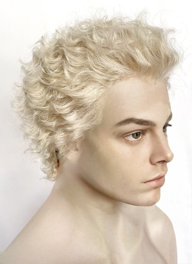 Good Omens Aziraphale Ash Blonde Curly Lace Front Synthetic Wig